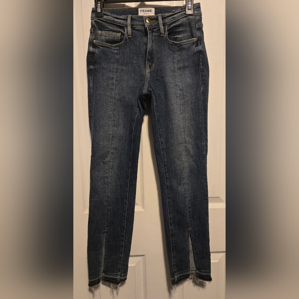 Frame Denim Le Nouveau Straight Jeans Sheffield Color Blue Size 24 - Picture 2 of 14